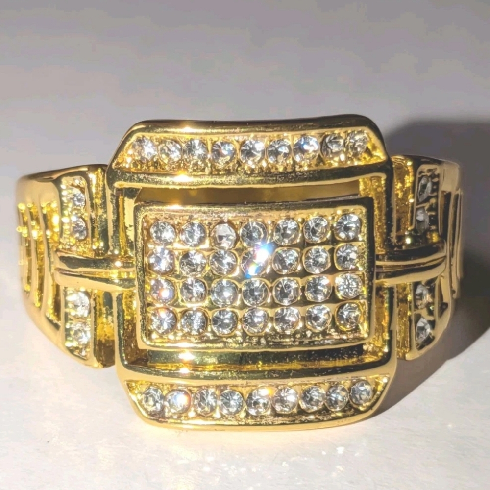 3.10Ct Round Real Moissanite Men's Royal Style Pinky Ring 14K Yellow Gold Plated